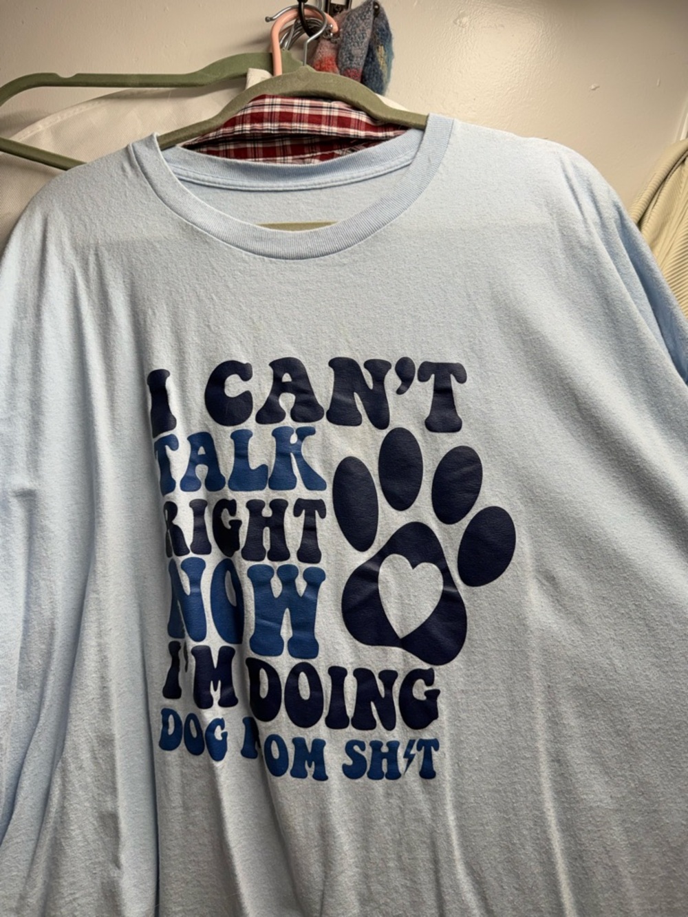 Light Blue Dog Lover Graphic Tee - Paw Print Design